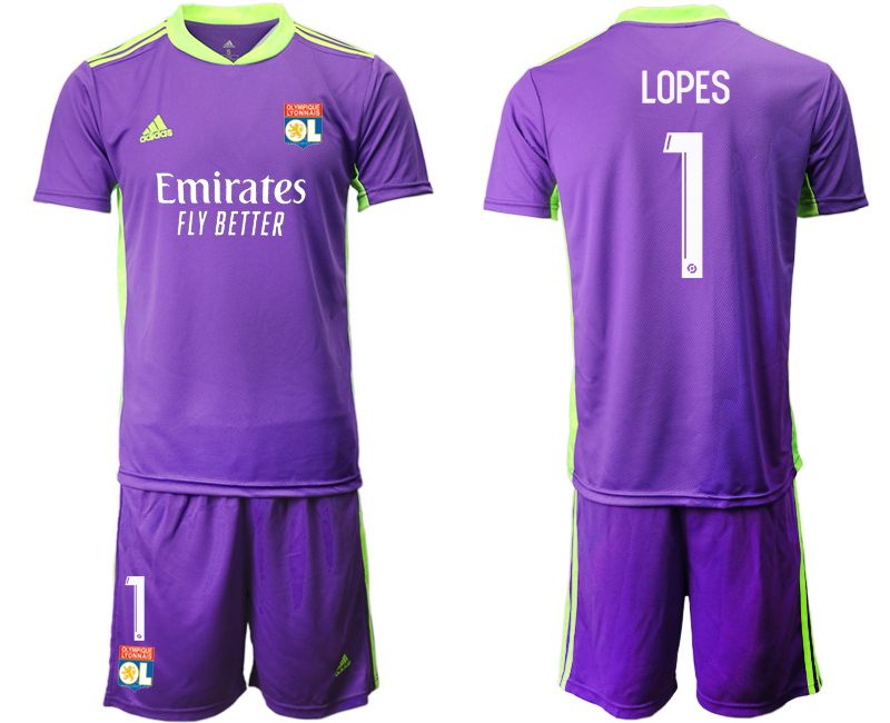 Cheap Men 2021 Olympique Lyonnais purple goalkeeper 1 soccer jerseys